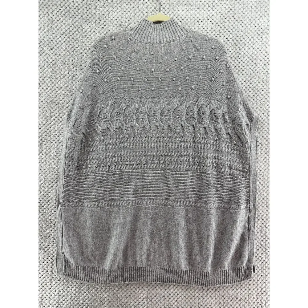 Talbots Sweater Poncho Womens S Gray Knit Mock Neck - Picture 4 of 7